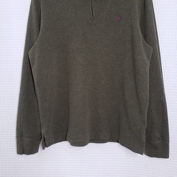 Polo Ralph Lauren 1/4 Zip Sweater Mens Small Green Pullover Preppy Casual Cotton - Picture 5 of 16